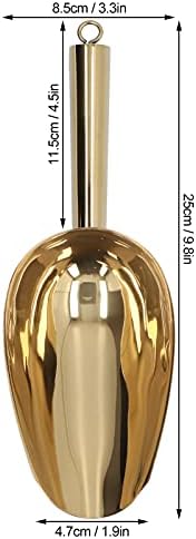 Alvinlite Stainless Steel Ice Scoop 8Oz, 9" Round Bottom Ice Cream Scooper with Hanging Ring for Ice Maker freezer, Small Food Scoops for Bar Party Wedding Pet Dog Kitchen