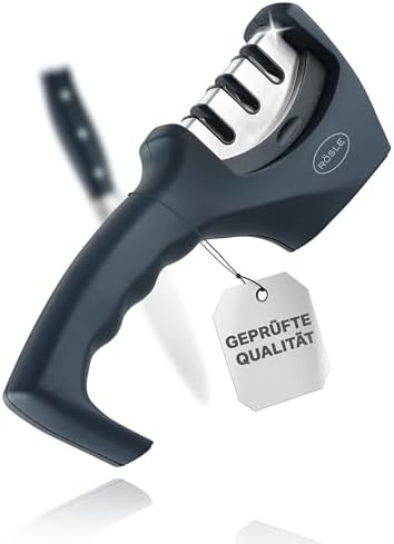 Rösle Knife Sharpener with 3 levels and Ergonomic Slip-Resistant Grip