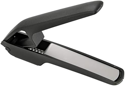 Fackelmann Garlic Press, Garlic & Ginger Crusher & Mincer, Easy Clean Removable Press, Plastic Handle with Stainless Steel Squeezer, 16.5x6x3cm, Grey