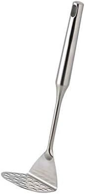 Stainless Steel Potato Masher for Non-Stick, Sturdy and Durable Whole Shaped Food Masher Hand Kitchen Aid, Avocado Masher Kitchen Tool Dishwasher Safe (11.4 in, Silver)