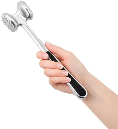 Restaurantware Met Lux Meat Tenderizer, 1 Double-Sided Meat Mallet - Textured Surfaces, Ergonomic Handle, Aluminum Meat Pounder, Corrosion-Resistant, For Tenderizing Steak Or Poultry