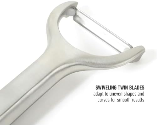 Calphalon Stainless Steel Vegetable Peeler with Swivel Blade, Ergonomic Non-Slip Grip Handle for Fruits & Vegetables, Kitchen Peeler for Smooth Peeling & Meal Prep