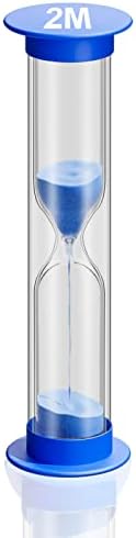 2 Minute Sand Timer for Kids, Unbreakable Acrylic Hourglass Sand Clock, Small Colorful Sand Watch 2 min, Plastic Hour Glass Sandglass for Kids, Games, Classroom, Toothbrush Timer (Blue)