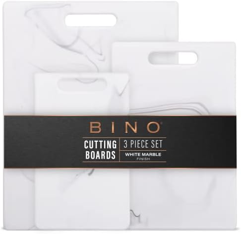 BINO Cutting Board - 3-Piece Chopping Boards | BPA-Free Plastic, Durable, Multipurpose, Dual-Sided, Dishwasher Safe, Easy to Clean | Charcuterie Accessories | Home & Kitchen Utensils