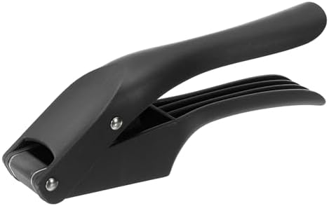 Garlic Press, 7.5 Inch Stainless Steel Garlic Slicer Crusher Tool Kitchen Utensil for Home Cooks and Professional Chefs, Black