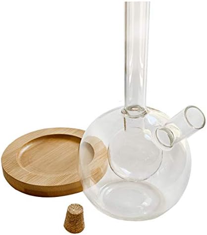 Lily's Home Glass Olive Oil and Vinegar Dispenser, A Beautiful Addition to Any Kitchen and Dinnerware Set with Bamboo Coaster.