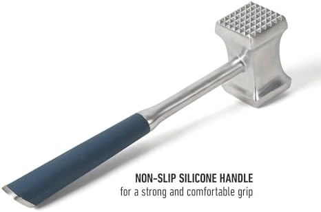 Calphalon Stainless Steel Meat Tenderizer, Dual-Sided Meat Mallet with Ergonomic Handle for Tenderizing and Flattening Beef, Chicken, Pork & Poultry