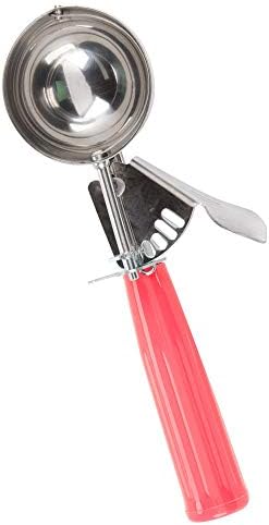 Tiger Chef Red 1/3 oz Stainless Steel Ice Cream Scoop Disher - NSF Certified - For ice cream, frozen yogurt, cookie dough, meat balls, rice dishes, and vegetable purées. (2, 1-1/3 oz Red)