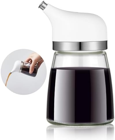 1 Pcs Soy Sauce Dispenser 5 oz, Glass Non Drip White