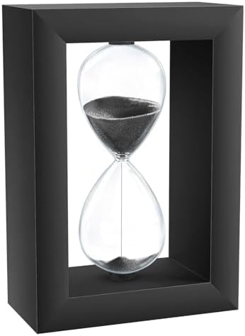 Hourglass 30 Minute Sand Timer, Wooden Black Half Hour Glass with Sand, Large Sand Clock Watch, Vintage Reloj de Arena 30 Minutos, Modern Sandglass for Home, Desk, Office, Decor