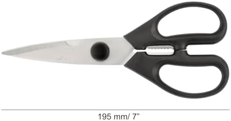 ARCOS Kitchen Scissors 8 Inch Nitrum Stainless Steel and 195 mm blade. 154 gr. Ergonomic Polyoxymethylene POM Handle. Series Prochef. Smooth edge and stylish wooden handle. Color Black.