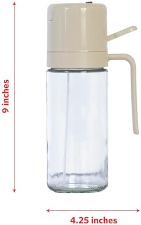 Glad 2 in 1 Oil Dispenser, 18.6oz/550ml - Olive Oil Sprayer for Cooking, Pouring Salad Dressing, and Grilling - Kitchen Gadget with Refillable Glass Bottle, Handle, and Mist or Pour Options - Beige