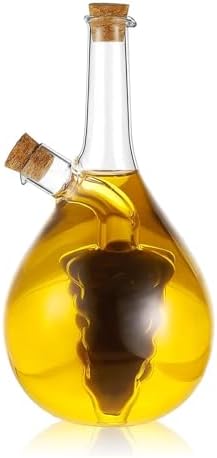 Oil and Vinegar Dispenser, 2 in 1 Glass Olive Oil and Vinegar Cruet Dispenser Bottle, Kitchen Olive Soy Sauce Dispenser Double Pourer Spout for Kitchen Cooking Container
