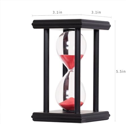 BELLAWARE Hourglass Timer with Red Sand, 15 Minute Wooden Sand Timer