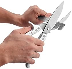 Jasni Heavy Duty Kitchen Shears, Spring Loaded Poultry Shears Stainless Steel Chef Scissors for Bone, Chicken, Poultry, Fish, Food, Meat,Spring-loaded Full Steel Handle
