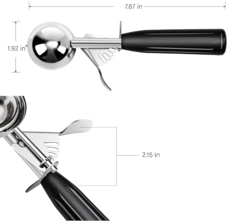 TOPKITCHEN Commercial-Grade Ice Cream Scoop 1 oz, 18/8 Stainless Steel Cookie Scoop with Plastic Handle, Portion Control Disher Scoop for Bakeries,Restaurants & Dessert Shops, #30, Black