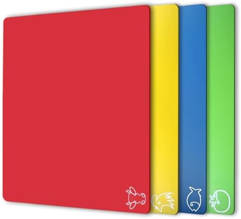Fotouzy Flexible Plastic Cutting Boards for Kitchen, Upgrade Nonslip Cutting Board Set of 4, BPA-Free, Dishwasher Safe