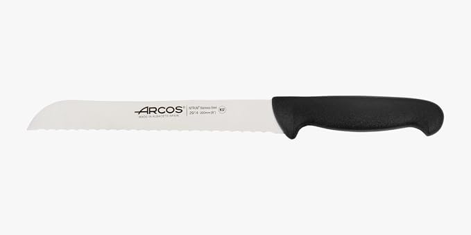Arcos 2900 Series, Bread Knife, 200 mm Nitrum Stainless Steel Serrated Blade, Polypropylene Injected Handle Black