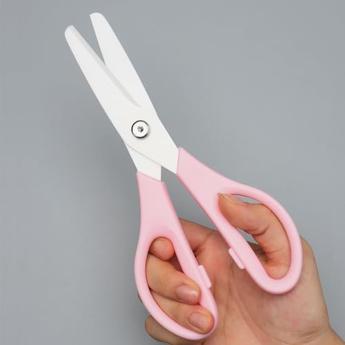 Ceramic Scissors 8" Ceramic Blade Scissors White Sharp Blade with Pink ABS Handle Cooking Shears for Office School Crafting Kitchen (Pink)