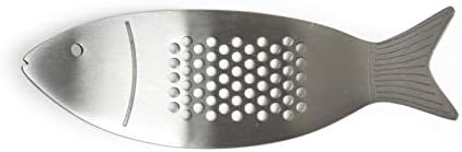 Kikkerland Stainless Steel Fish Shape Handheld Garlic Crusher Mincer Press, Kitchen Tool, Dishwasher Safe