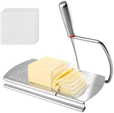 Cheese Slicer Cutter, Stainless Steel Cheese Cutter Board with Blade
