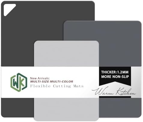 WK Flexible Plastic Cutting Boards Mats for Kitchen, Flexible Non Slip Cutting Mat, Thin Cutting Sheets, BPA Free, Dishwasher Safe, Multi Sizes