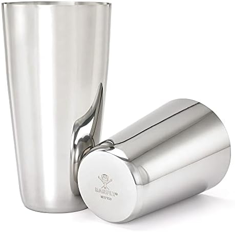 Barfly Superfly Tin Set Cocktail Shaker, (18 oz and 28 oz), Heavyweight Stainless, (M37161)