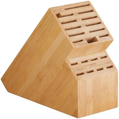 Kitsanery Knife Block Countertop Butcher's Knife Rack and Organizer 20 Slot Knife Holder Large Bamboo Knives Rack (Knife Not Included), Universal Knife Rack Strap