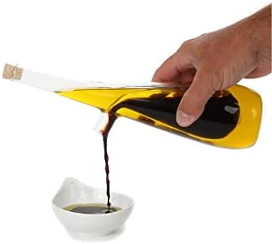 Oil and Vinegar Dispenser Set, 2 In 1 Glass Cooking Soy Sauce Dressing Bottles with Cork Stopper Caps, Decorative Olive Oil Cruet Pourer Bottle Container for Kitchen