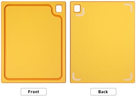 Cutting Boards Set of 3 - Dishwasher Safe Juice Grooves Easy Grip Handle Non-Slip Surface Yellow