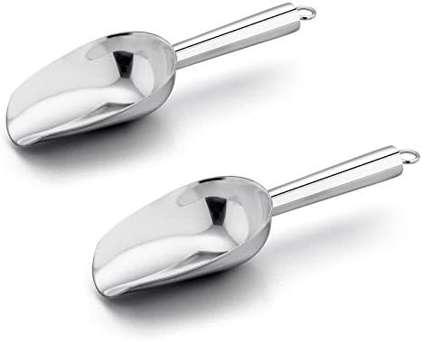 E-far 6 Ounce Ice Scoop Set of 2, Small Stainless Steel Scoop for Canisters