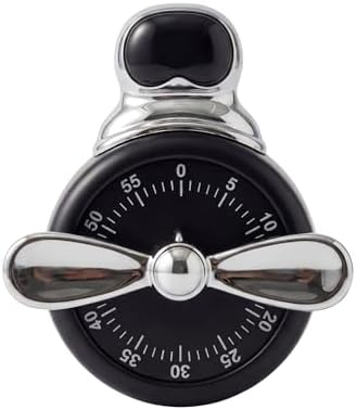 Visual Timer, Cute Magnetic Mechanical Kitchen Timer for Cooking, No Batteries Required, 60-Minute Countdown Clock for Study, Classroom, Baking, Yoga, Pomodoro - Loud Alarm (Retro Black (Pilot Style))
