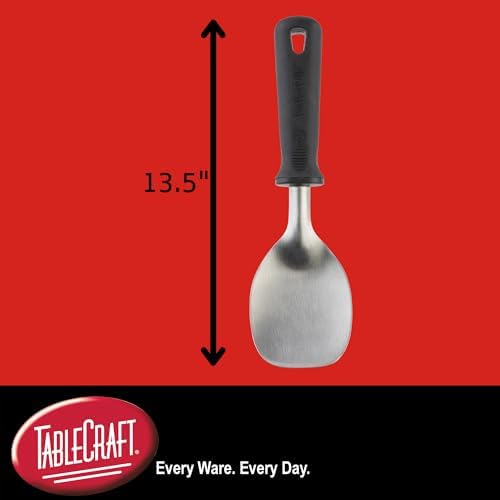 TableCraft 12073 Ice Cream Spade, Heavy Duty Stainless Steel Frothing and Scooping Tool with Soft Handle, 2.75" x 1" x 9.75", Ideal for Gelato, Sorbet and Foodservice Use