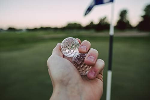 Golf Ball Whiskey Chillers and Pouch for Freezer - Set of 2 - Crystal Glass Whiskey Stones for Chilling Vodka, Whiskey, and Scotch - Each Stone Keeps Your Drinks Cool and Unique - for Men and Women