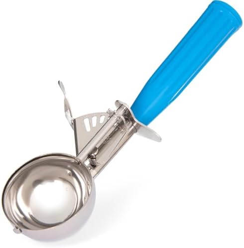 Carlisle FoodService Products Disher Scoop with Blue Handle – 2.75 oz Portion Scoop Stainless Steel Scoopers for Food, Use for Restaurants and Catering, One-Piece Design