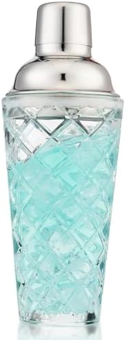 Glass Cocktail Shaker 14.2oz, Martini Shaker, Drink Shaker, Perfect for Handcrafted Cocktails, Martinis (Silver)
