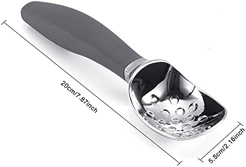 Professional Ice Cream Scoop with Ergonomic Anti-Slip Handle - Rust-Proof Zinc Alloy, Anti-Freeze Design for Home & Commercial Use(Grey)