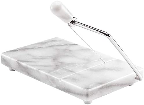 Marble Cheese Slicer & Serving Tray, 8 -x 5, Gray Marble with Steel Arm