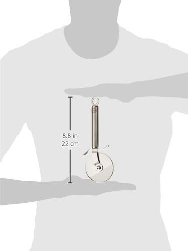 RÖSLE Pizza cutter and flambé cutter, high-quality pizza knife with sturdy wheel, ground blade on both sides, hand guard, stainless steel 18/10