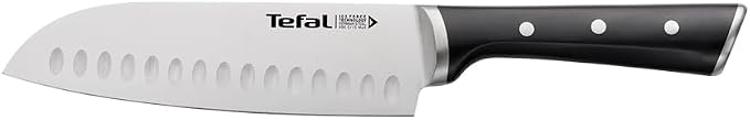 Tefal K2320614 Ice Force Stainless Steel Santoku Knife Premium Design, Long Lasting Performance,Silver/Black,- 18cm