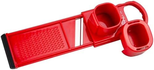 Hutzler Mini-Mandoline Garlic Slicer/Shredder, Red