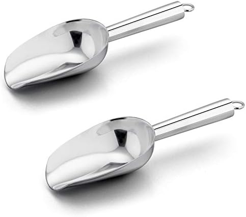 E-far Metal Ice Scoop Set of 2, 8 Ounces Kitchen Ice Scooper for Ice Maker