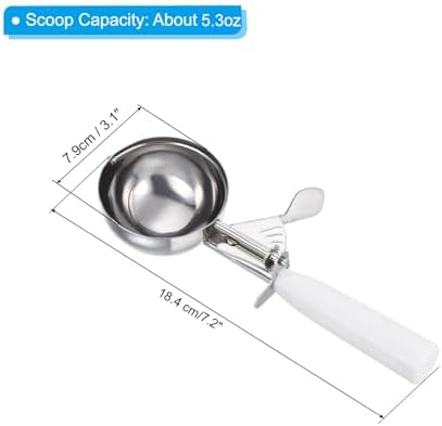 PATIKIL 5.3 Ounce Ice Cream Scoop with Trigger, White 158ML
