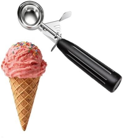 TOPKITCHEN Commercial-Grade Ice Cream Scoop 1 oz, 18/8 Stainless Steel Cookie Scoop with Plastic Handle, Portion Control Disher Scoop for Bakeries,Restaurants & Dessert Shops, #30, Black