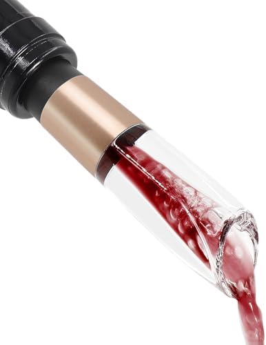 Elegant Wine Aerator Pourer Spout by ELMWAY - Clear Wine Air Aerator Enhances Flavor, Aroma & Finish, No Spill Design, Wine Accessory Gift for Wine Lovers - Rose Gold