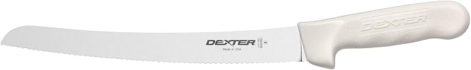 Sani-Safe S147-10SC-PCP 10" White Scalloped Bread Knife with Polypropylene Handle, Multicolor