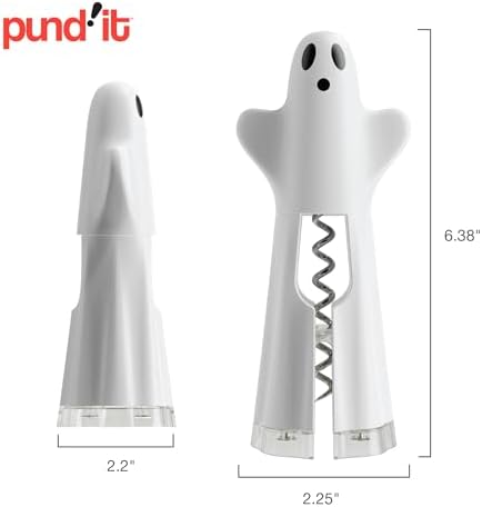 Pund'it Spirit Lifter, Ghost Themed Corkscrew Wine Bottle Opener with Stainless Steel Foil Cutter