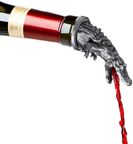 Stainless Steel Alligator Wine Aerator Pourer - Deluxe Decanter Spout for Robust Red and White Wine - Pour Amore Bottle Pourer/Stopper & Air Diffuser by Chris's Stuff