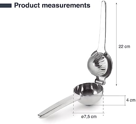 Lacor – 68182 – ZITRU Manual Juicer, 18/10 Stainless Steel, Juicer for Limes, Lemons and Oranges, Ergonomic Handle, Dishwasher Safe