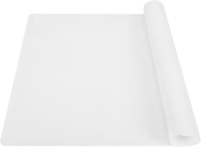 Thick Silicone Counter Mat Large 23.4x15.6" for Kitchen Countertop Crafts | Kitchen Table/Countertop Protector/Non Stick Pastry Baking Placemats Silicone Pad Crafts Kid Heat Resistant White Translucent